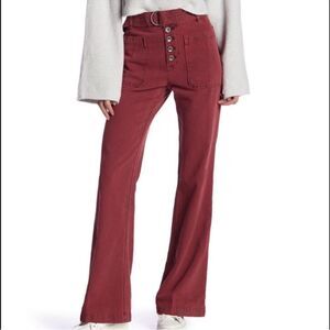 Free People Slim Flare high waisted button fly belted bohemian Jeans size 0